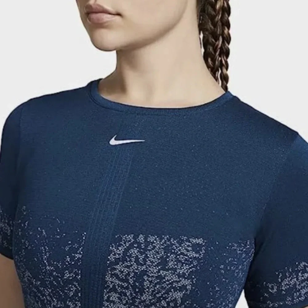 NWT Nike Dri-FIT ADV Short Sleeve Training Open Back Top Blue